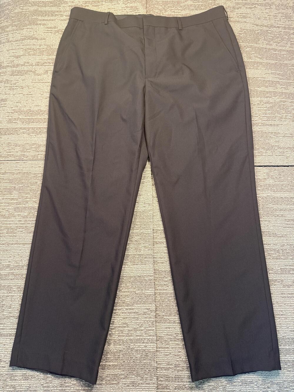 Stafford Travel Dress Pants Mens 40x30 Gray Classic Fit Flat Front Straight Leg